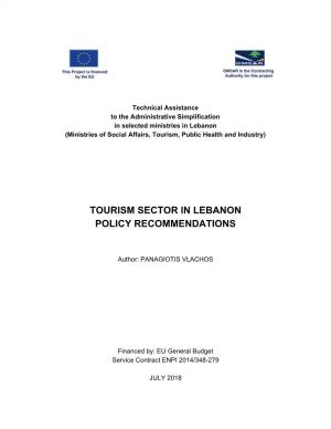 Tourism Sector in Lebanon Policy Recommendations
