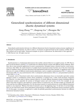 Generalized Synchronization of Different Dimensional Chaotic