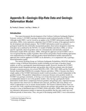Appendix B—Geologic-Slip-Rate Data and Geologic Deformation Model