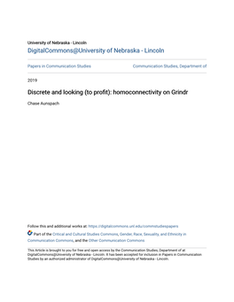 (To Profit): Homoconnectivity on Grindr