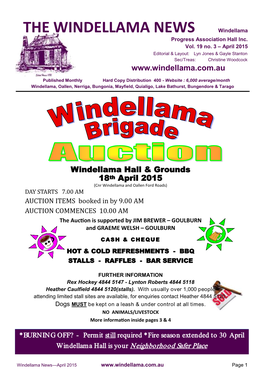 THE WINDELLAMA NEWS Windellama Progress Association Hall Lnc