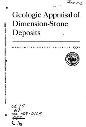 Geologic Appraisal of Dimension-Stone Deposits