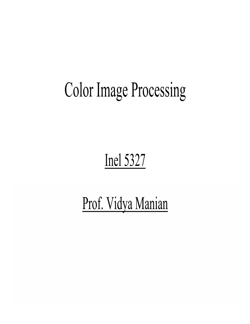 Color Image Processing