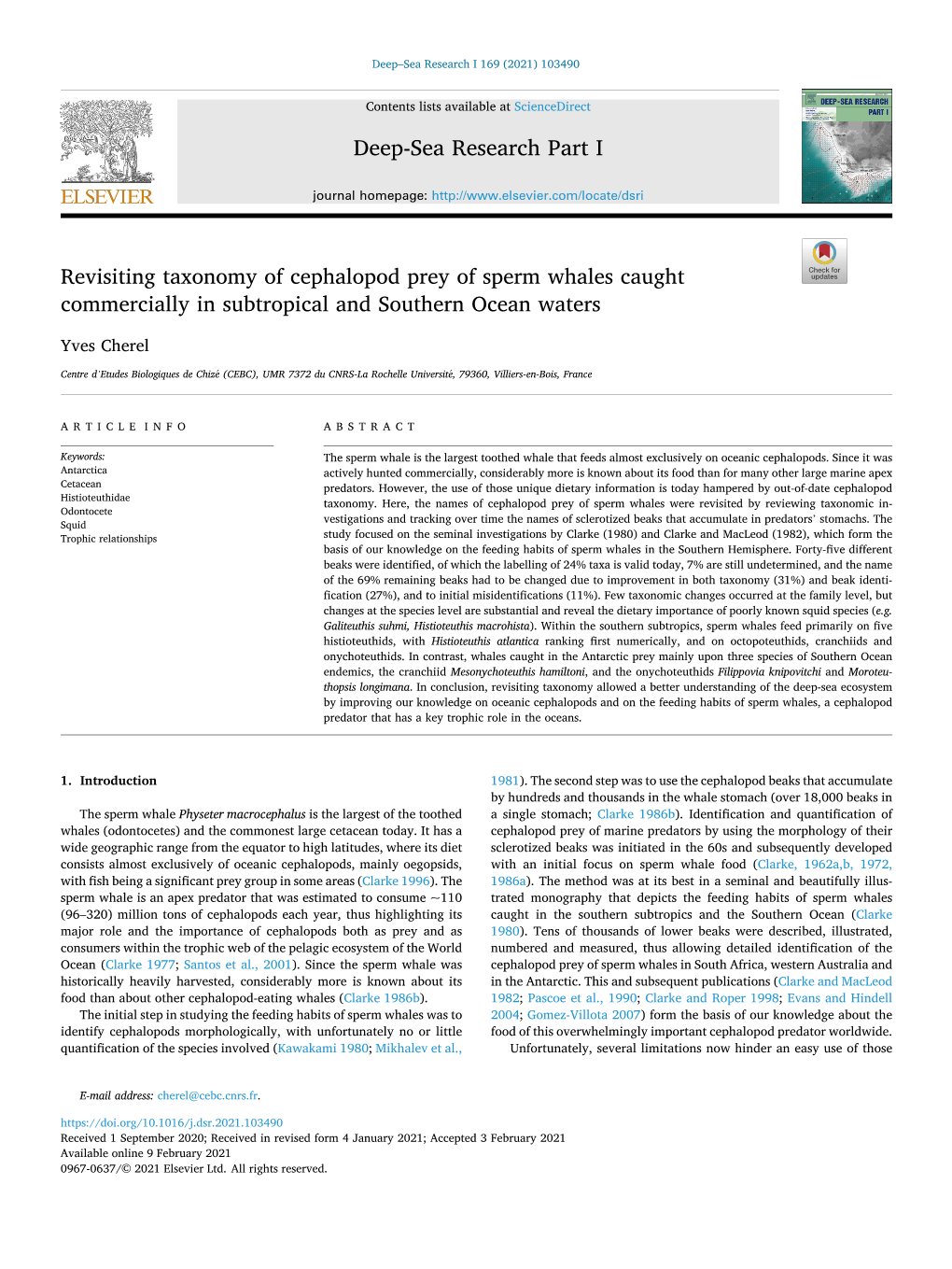 Revisiting Taxonomy of Cephalopod Prey of Sperm Whales Caught Commercially in Subtropical and Southern Ocean Waters