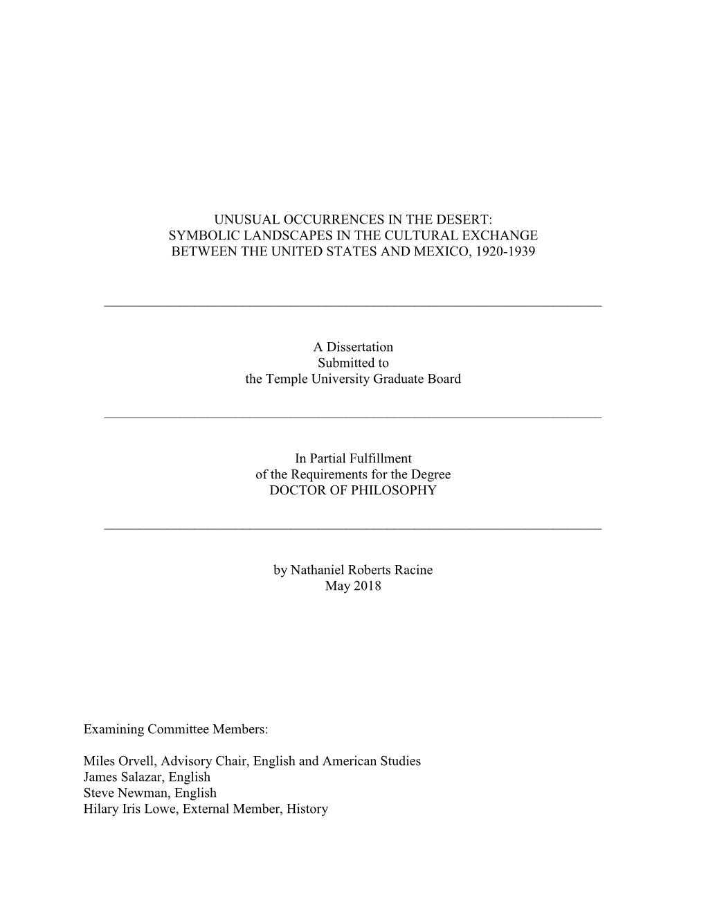 Unusual Occurrences in the Desert: Symbolic Landscapes in the Cultural Exchange Between the United States and Mexico, 1920-1939