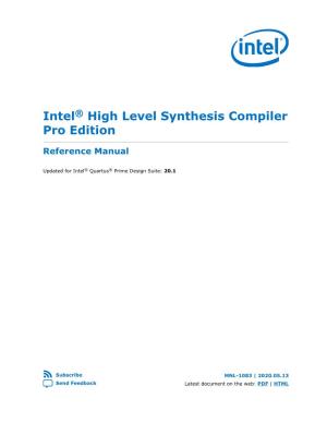 Intel HLS Compiler Pro Edition Reference Manual Archives