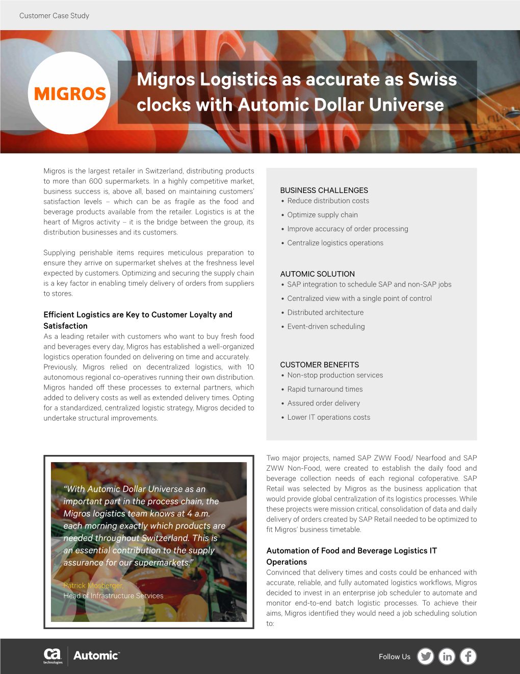 Migros Logistics As Accurate As Swiss Clocks with Automic Dollar Universe