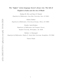 Arxiv:2002.05787V1 [Physics.Soc-Ph] 10 Feb 2020