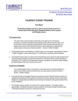 Fulbright Student Program External Relations