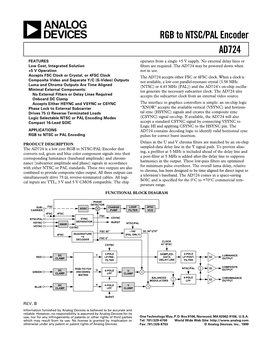 RGB to NTSC/PAL Encoder AD724