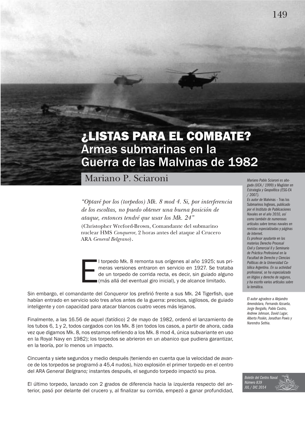 ¿LISTAS PARA EL COMBATE? Armas Submarinas En La Guerra De Las Malvinas De 1982
