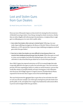 Lost and Stolen Guns from Gun Dealers