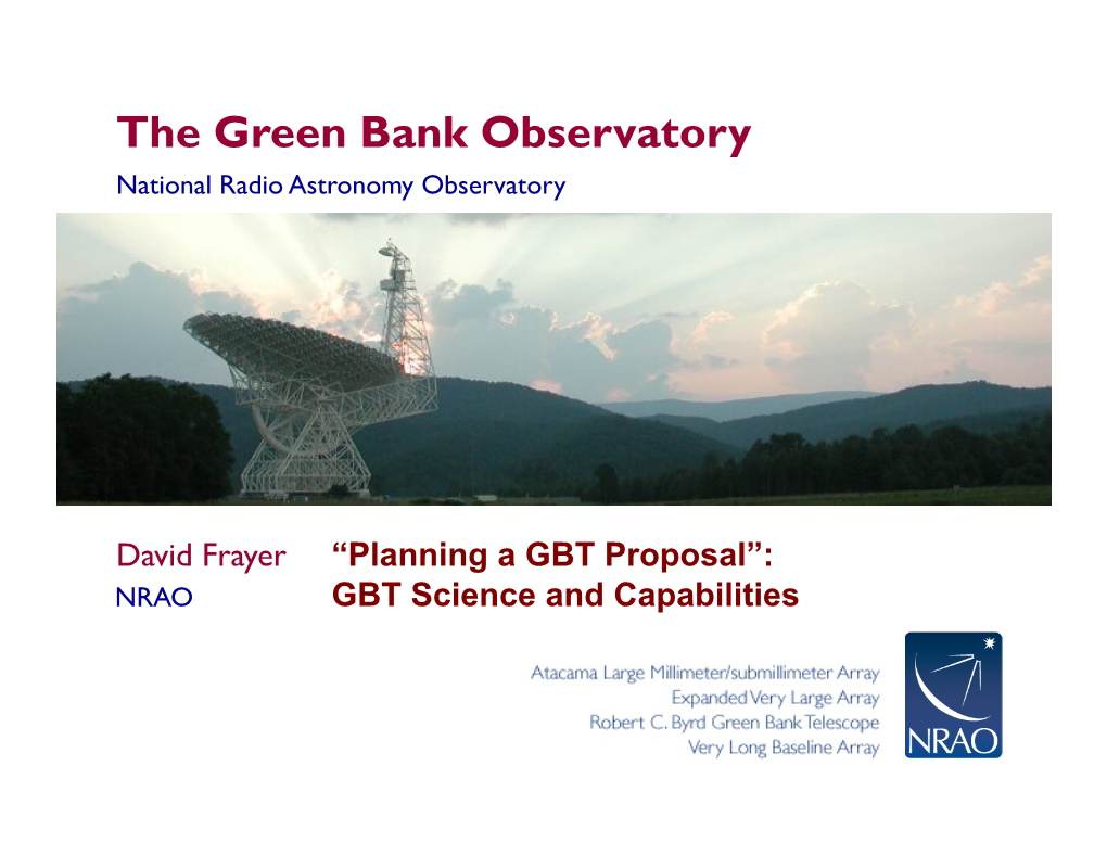 The Green Bank Observatory National Radio Astronomy Observatory