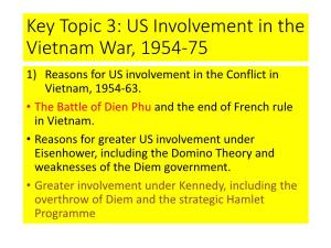 Key Topic 3: US Involvement in the Vietnam War, 1954-75 1) Reasons for US Involvement in the Conflict in Vietnam, 1954-63