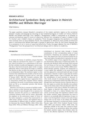 Body and Space in Heinrich Wölfflin and Wilhelm Worringer.Architectural Histories, 4(1): 10, +LVWRULHV Pp