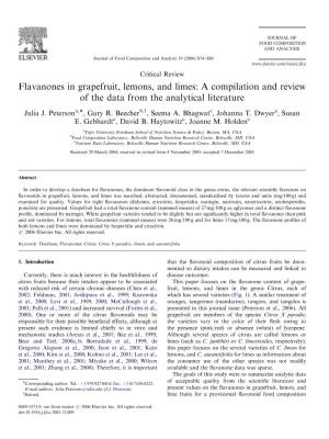 Flavanones in Grapefruit, Lemons, and Limes: a Compilation and Review of the Data from the Analytical Literature