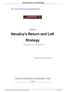 Navalny's Return and Left Strategy