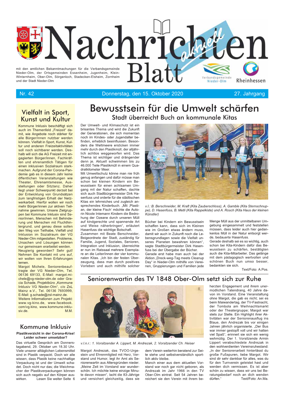 Nachrichtenblatt Nr. 42 Vom 15. Oktober 2020