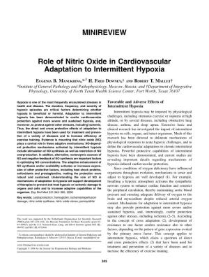 MINIREVIEW Role of Nitric Oxide in Cardiovascular Adaptation To