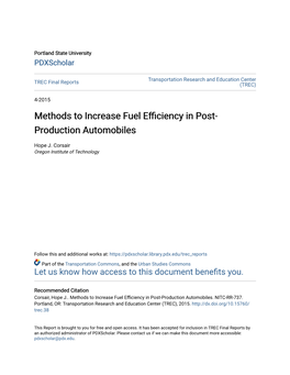 Methods to Increase Fuel Efficiency in Post-Production Automobiles