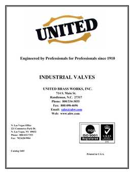 UBW Industrial Valve Catalog