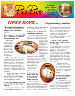 TIPSY SAYS… a Tipsy Interview by Linda Moser