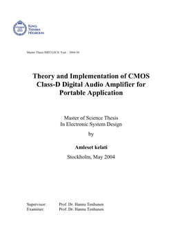 Theory and Implementation of CMOS Class-D Digital Audio Amplifier for Portable Application