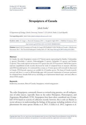 Strepsiptera of Canada 377 Doi: 10.3897/Zookeys.819.23851 REVIEW ARTICLE Launched to Accelerate Biodiversity Research