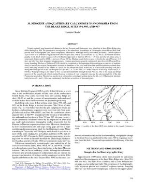 33. Neogene and Quaternary Calcareous Nannofossils from the Blake Ridge, Sites 994, 995, and 9971
