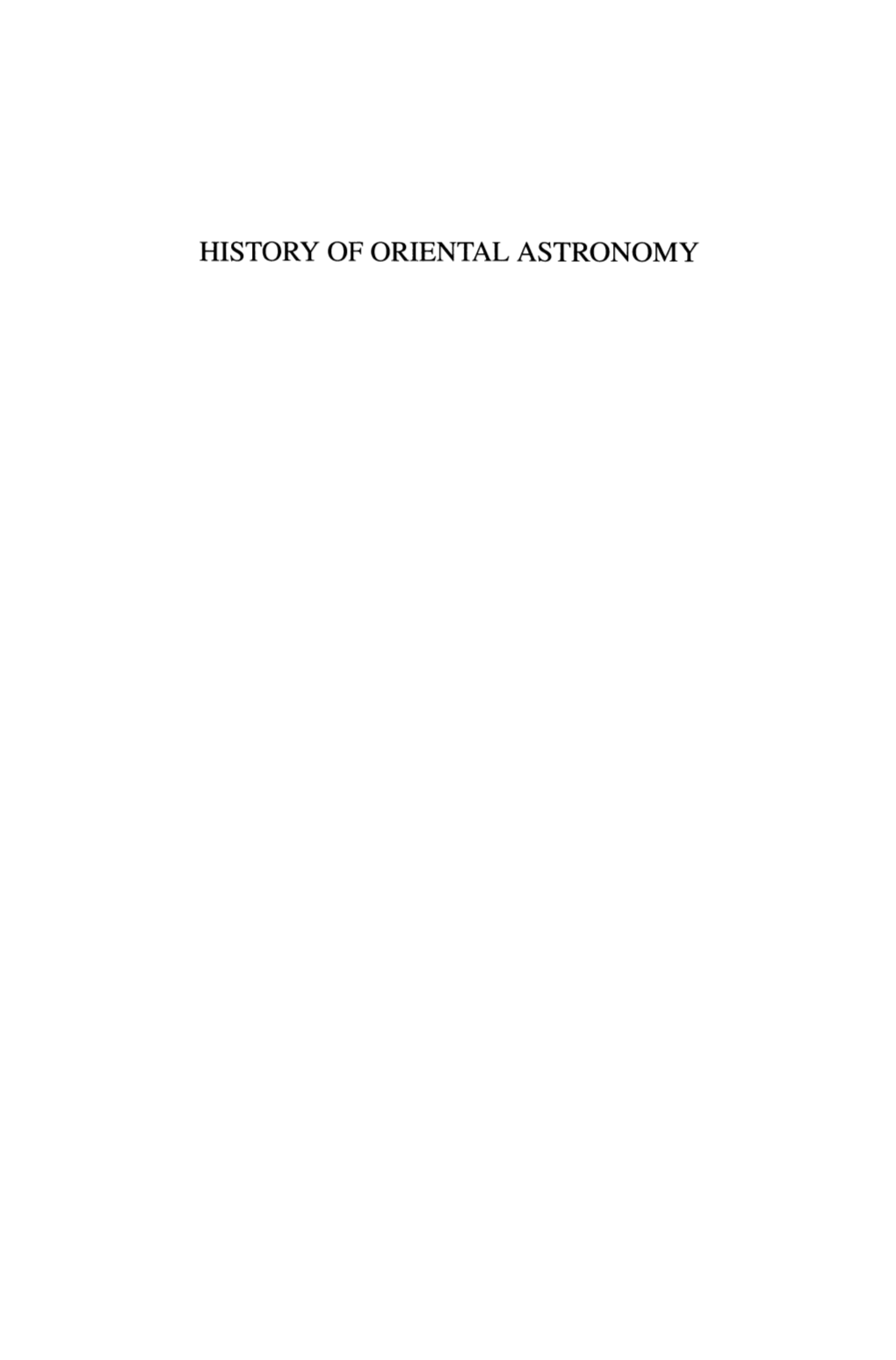 History of Oriental Astronomy Astrophysics and Space Science Library