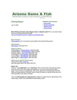 Fishing Report Related Information