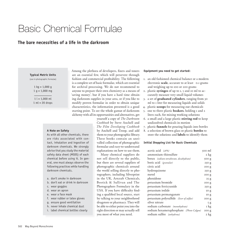 Basic Chemical Formulae