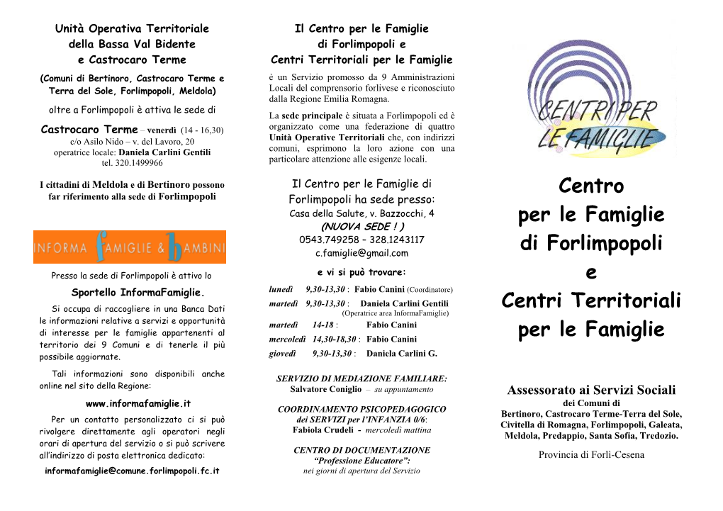 Centro Per Le Famiglie Di Forlimpopoli E Centri Territoriali Per Le Famiglie