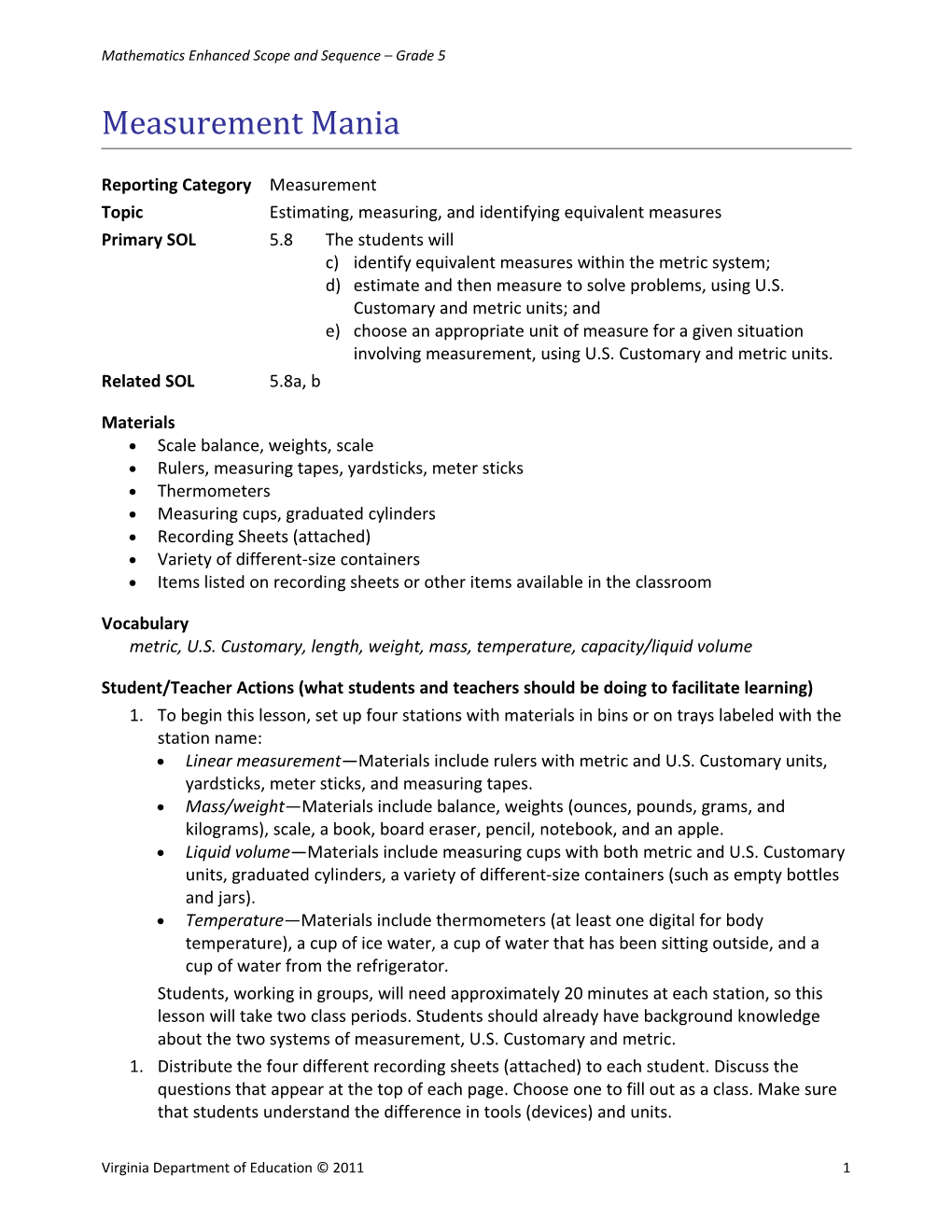 Mathematics Enhanced Scope and Sequence Grade 5 s1