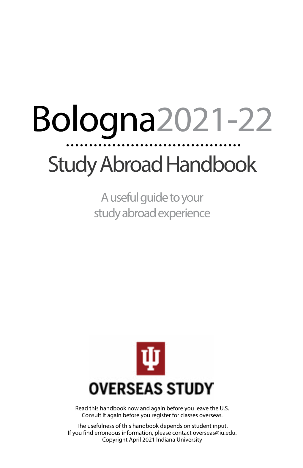 Bologna-IU Handbook Read the Program