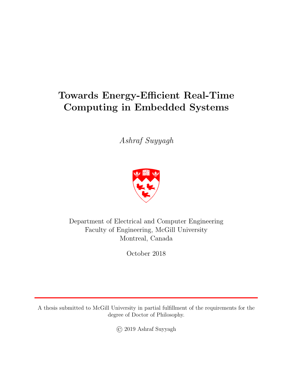 Towards Energy-Efficient Real-Time Computing in Embedded Systems