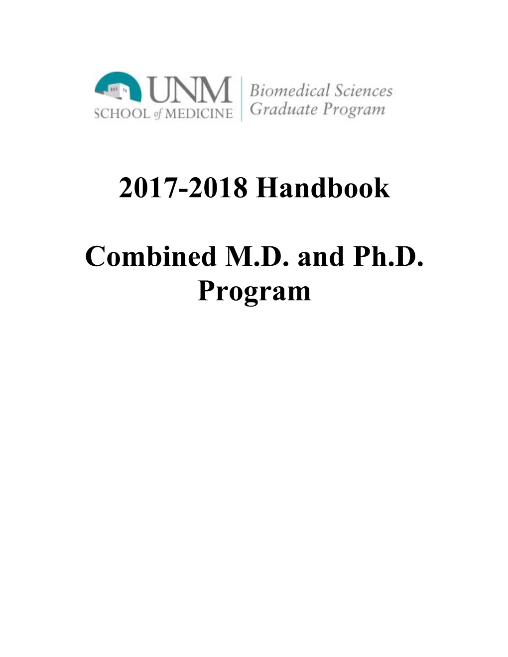 2017-2018 Handbook Combined M.D. and Ph.D. Program