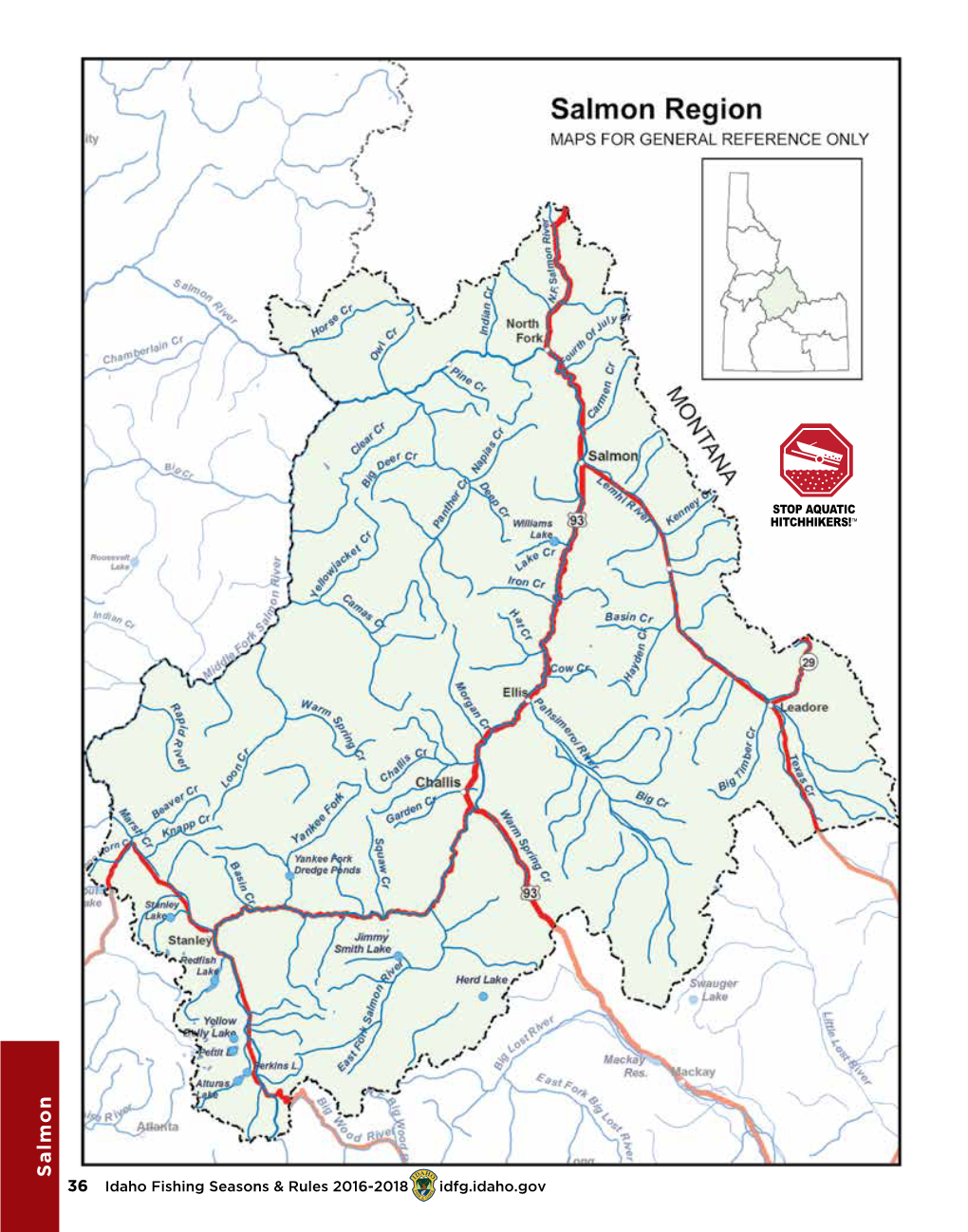 Salmon 36 Idaho Fishing Seasons & Rules 2016-2018 Idfg.Idaho.Gov SALMON REGION