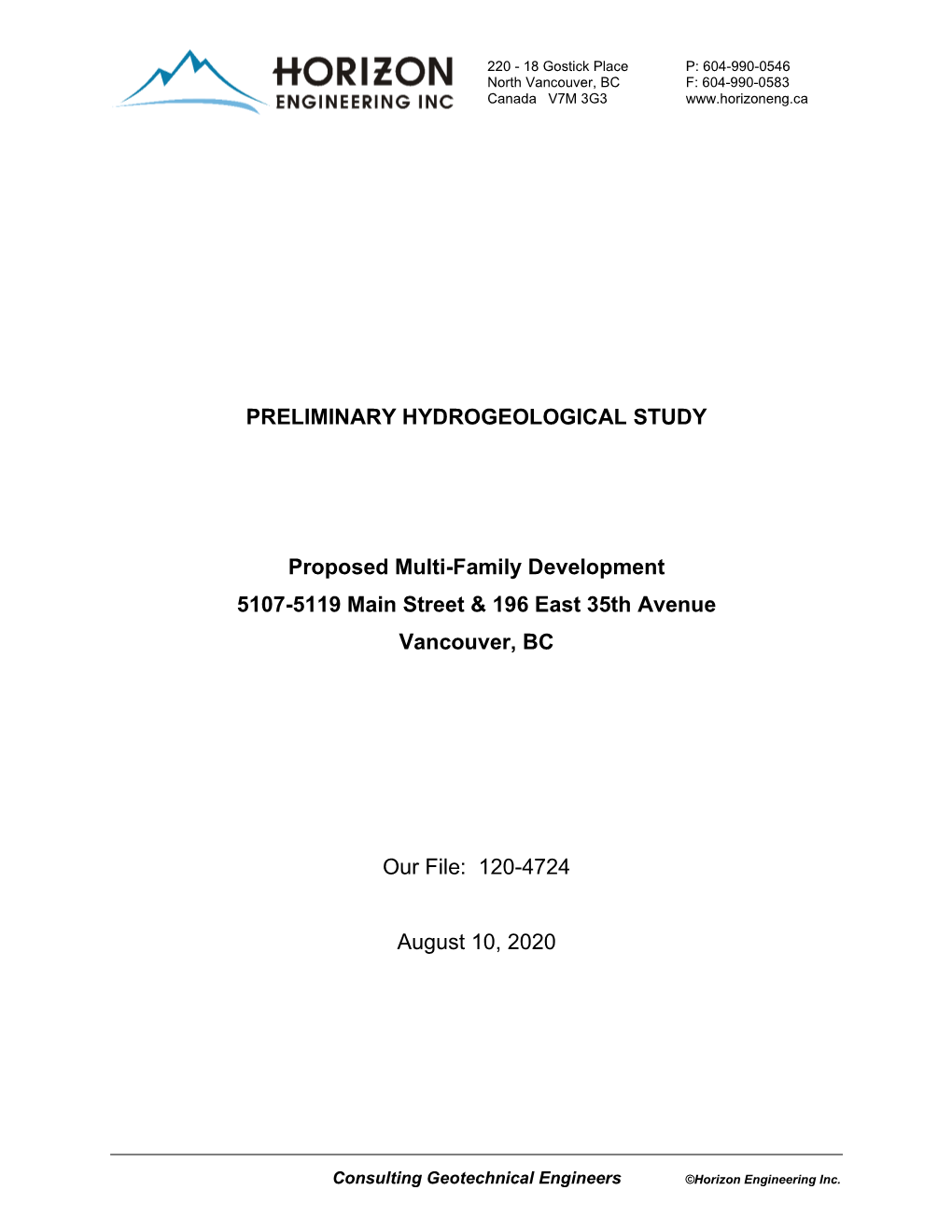 5107-5119 Main St & 196 E 35Th Preliminary Hydrogeological Report