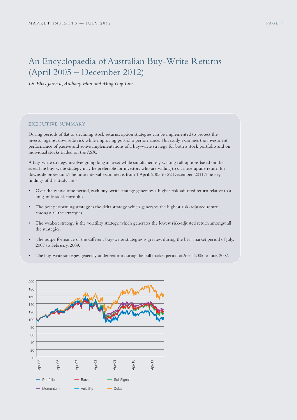 An Encyclopaedia of Australian Buy-Write Returns (April 2005 – December 2012) Dr