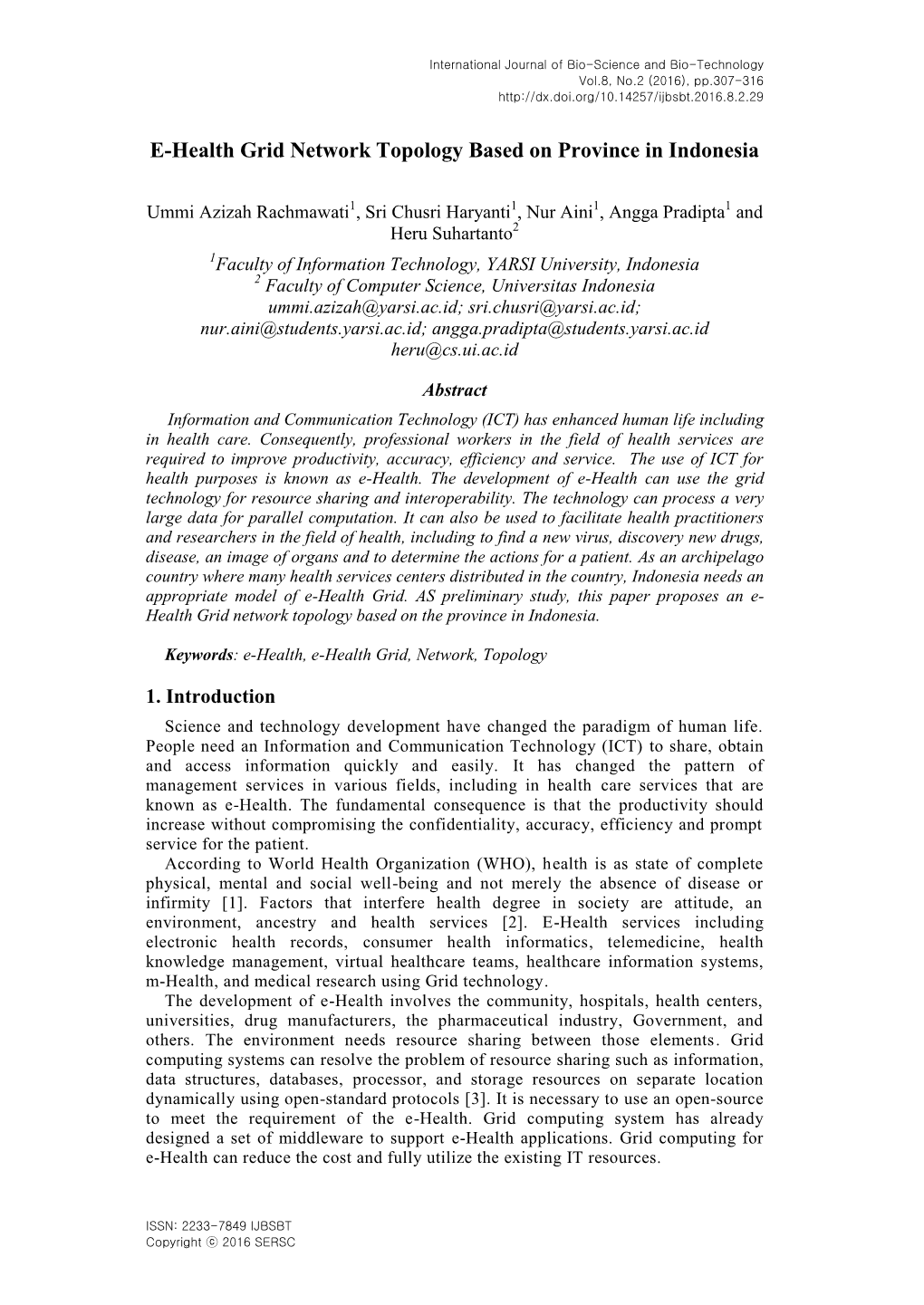 E-Health Grid Network Topology Based on Province in Indonesia