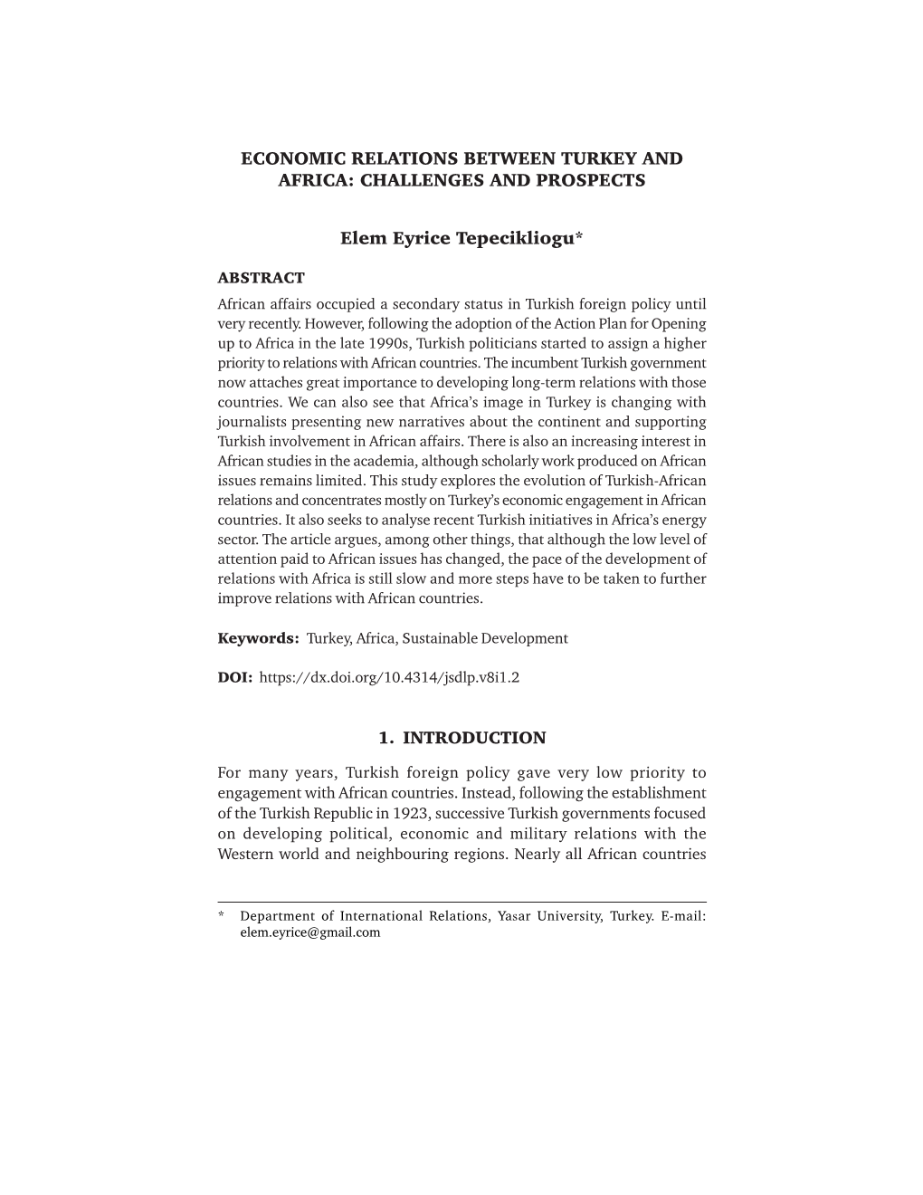 Economic Relations Between Turkey and Africa: Challenges and Prospects