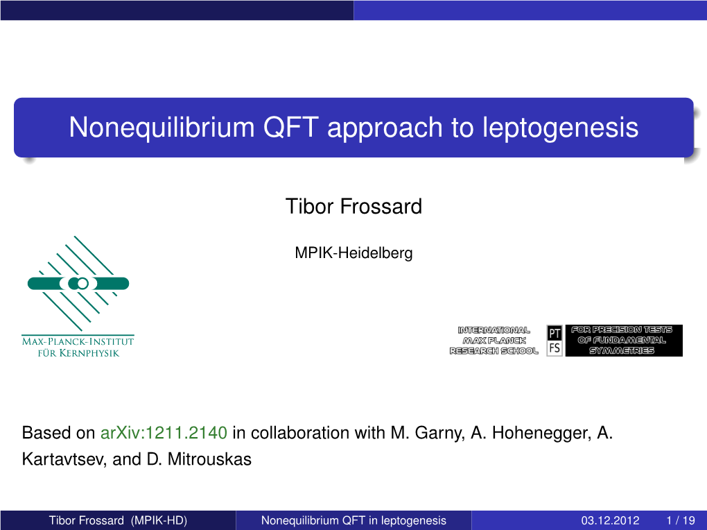 Nonequilibrium QFT Approach to Leptogenesis