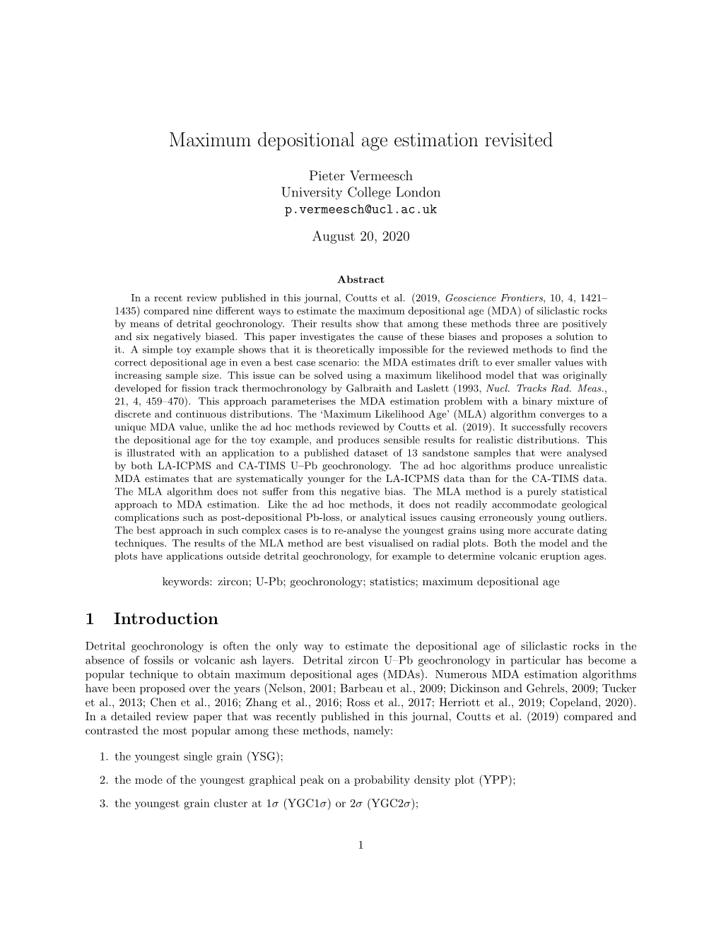 Maximum Depositional Age Estimation Revisited