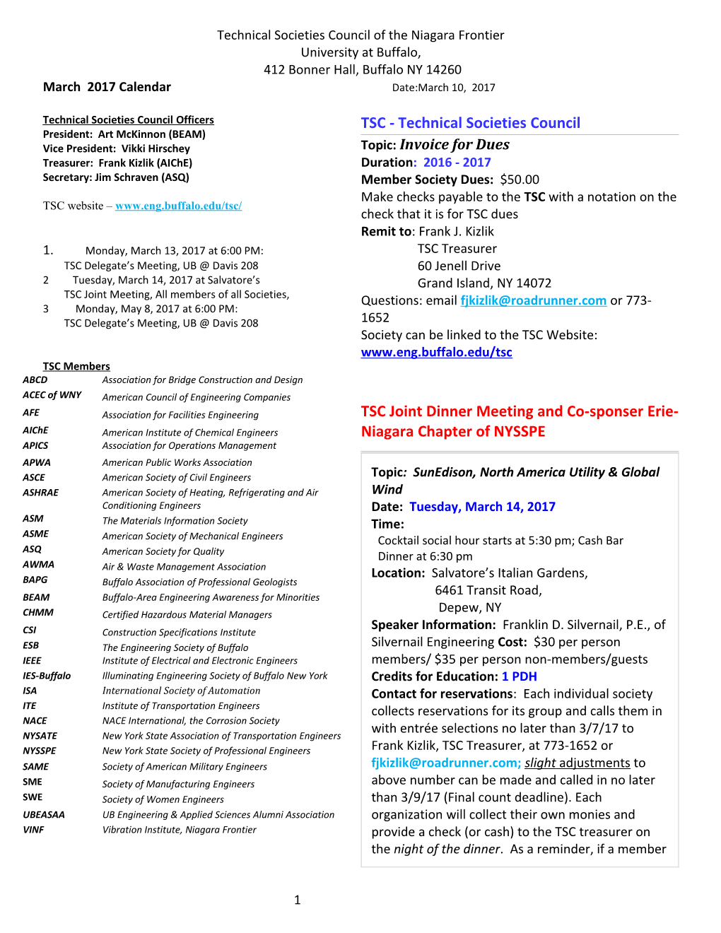 Technical Societies Council of the Niagara Frontier