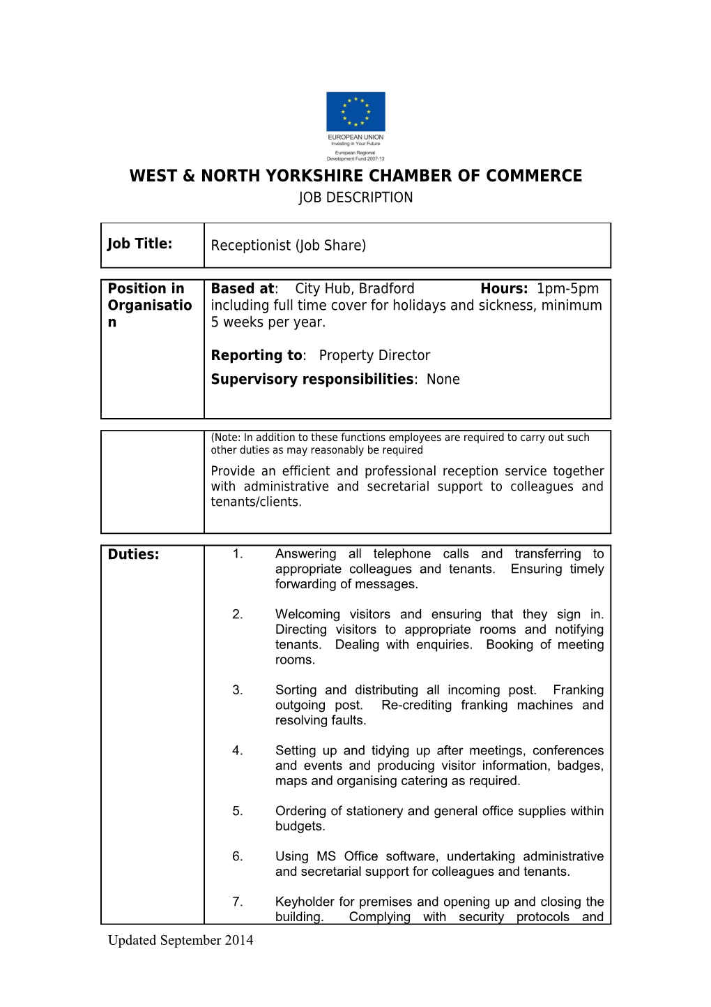 West & North Yorkshire Chamber of Commerce