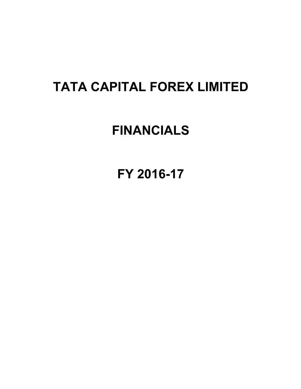 Tata Capital Forex Limited Financials Fy 2016-17