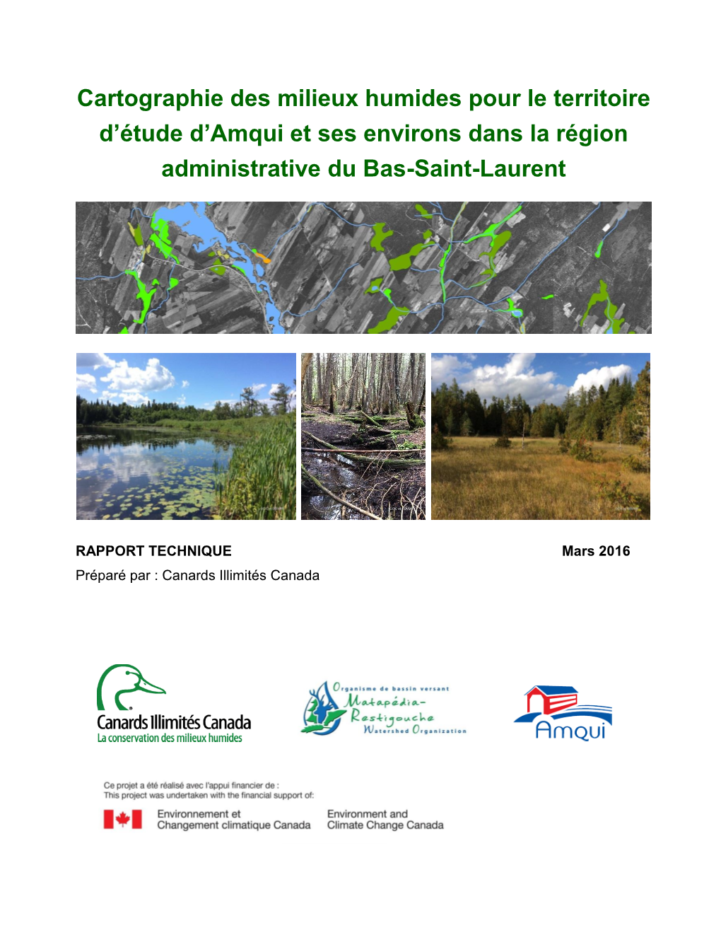 Cartographie Des Milieux Humides Pour Le Territoire D'étude D'amqui Et