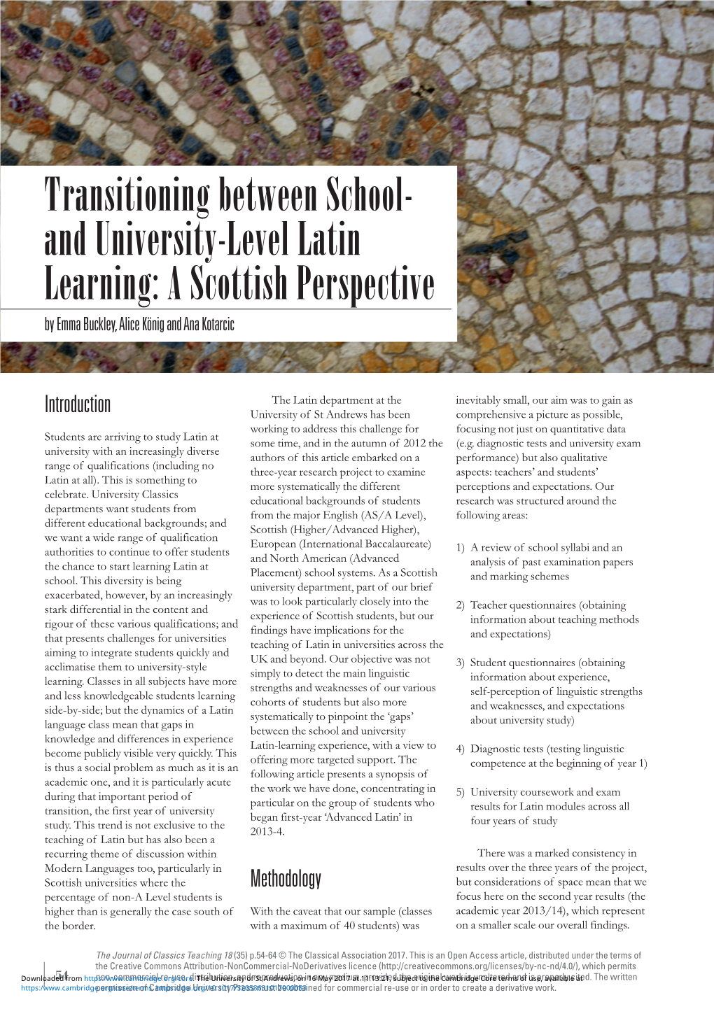 And University-Level Latin Learning: a Scottish Perspective by Emma Buckley, Alice König and Ana Kotarcic