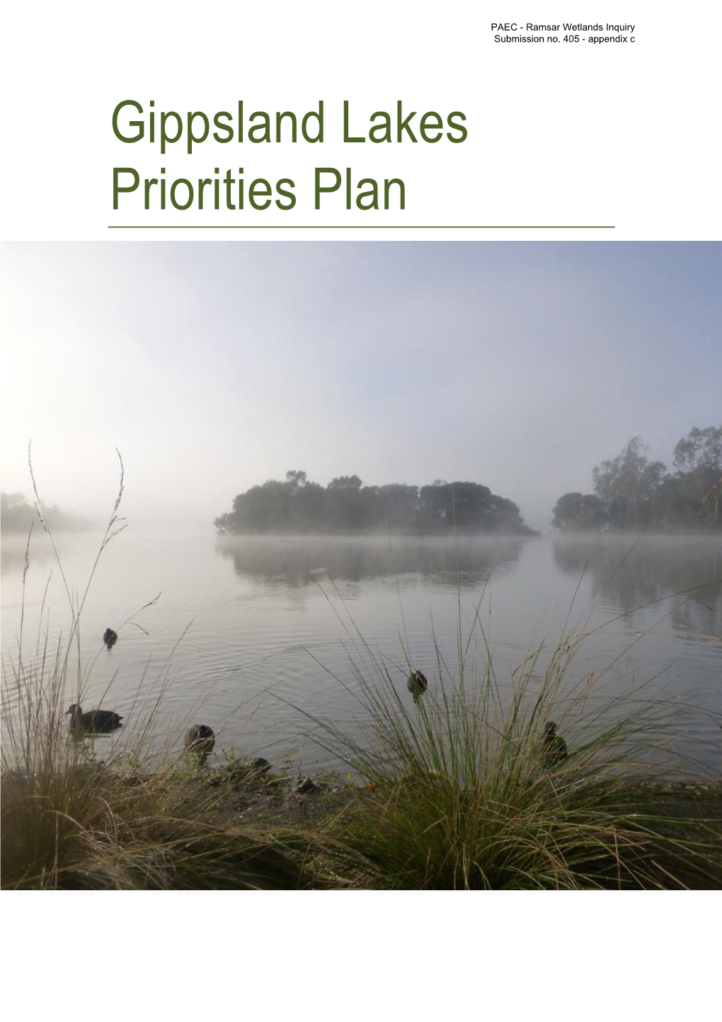 Gippsland Lakes Priorities Plan PAEC - Ramsar Wetlands Inquiry Submission No